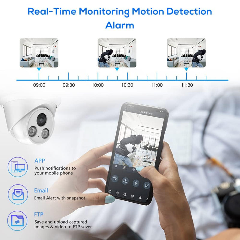 PANOEAGLE 4K PoE IP Security Camera Outdoor, 8MP Turret IP Camera with Human/Vehicle Detection, 2.8mm Lens Wide Angle, Built-in Mic,98ft EXIR Night Vision, IP67 Waterproof,NDAA Complaint, PG2385IG 8MP IR