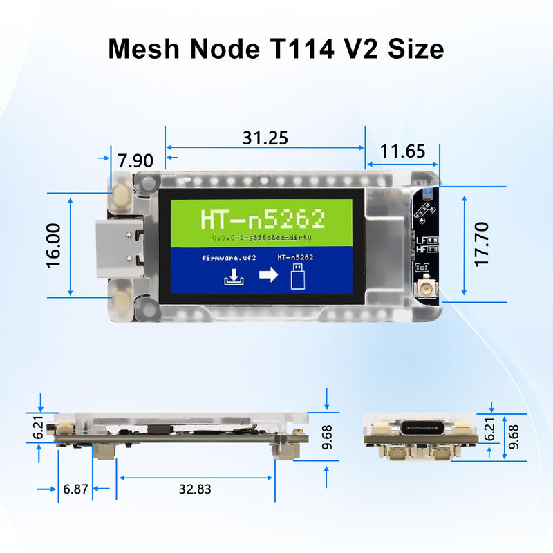 Mesh Node T114 V2 LoRaWAN Meshtastic Board AYWHP Meshtastic Tracker Nordic nRF52480 with Screen GNSS + Screen Case 1.9″ TFT Display 902-928MHz SX1262 Chip BLE WiFi Compatible with Arduino/Meshtastic T114 V2 + Screen Caese + GNSS