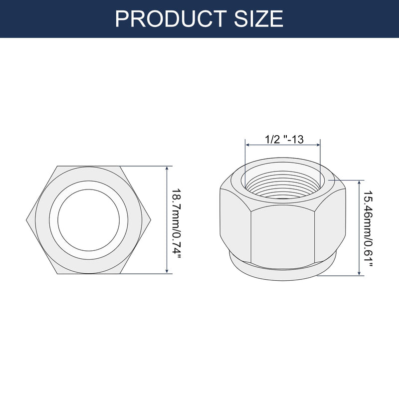 uxcell 50Pcs 1/2"-13 Nylon Insert Hex Lock Nuts, Carbon Steel Self-Locking Nylon Insert Stop Nut for Industrial Construction Fasteners, Color Zinc&White 50