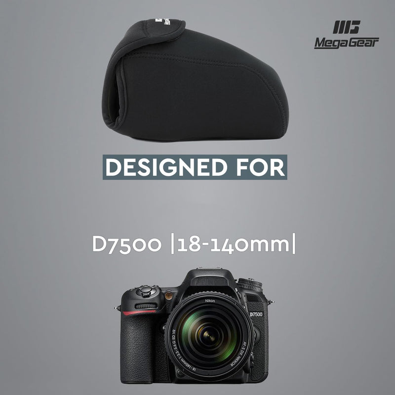 Mega Gear Nikon D7500 (18-140mm) Ultra Light Neoprene Camera Case, with Carabiner - Black - MG1252
