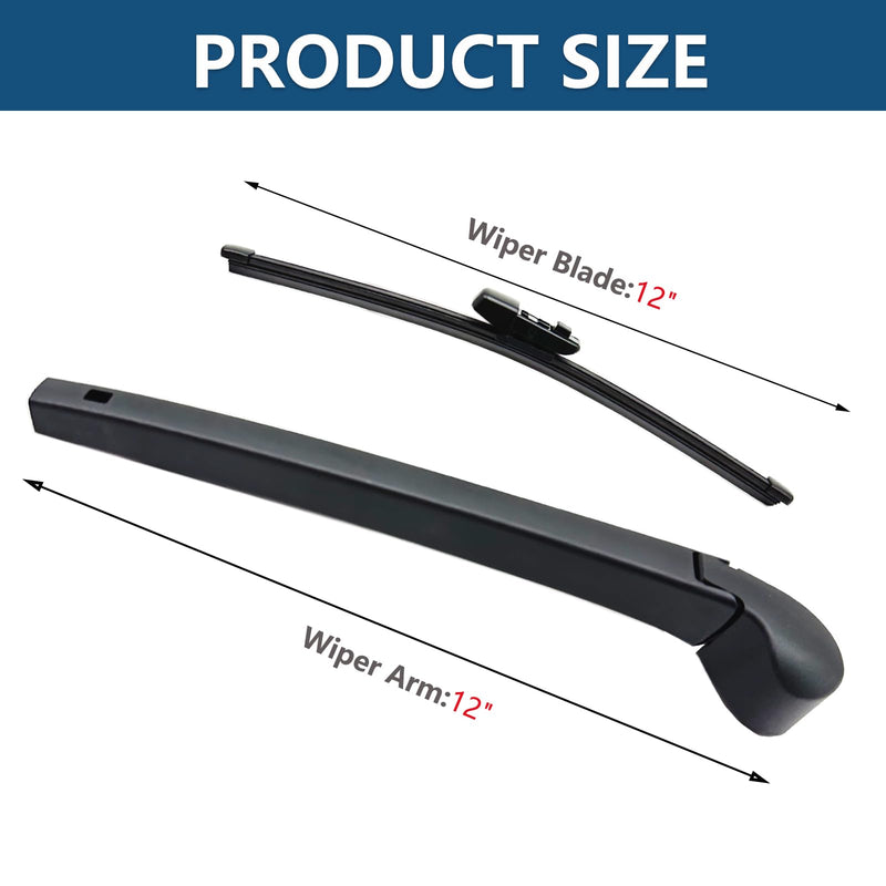 Rear Windshield Wipers Blade Arm Set for Volkswagen Atlas 2018-2023 Back Glass Wiper Arm Blade Replacements All Seasons Fit, Replacement OE: 3CN-955-427-03C