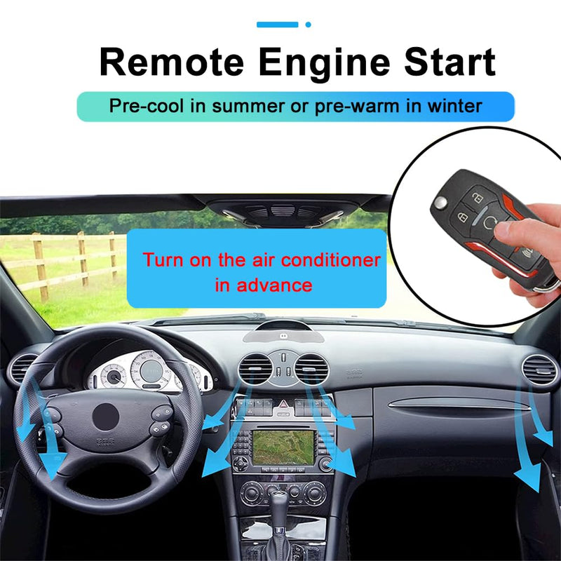 App Control Car Alarm System with Remote Start and Push Start Ignition Kit | Passive keyless Entry, Shock Sensor Alarm, Remote Engine Start Stop, Push Button Start Ignition Kit, APP Control