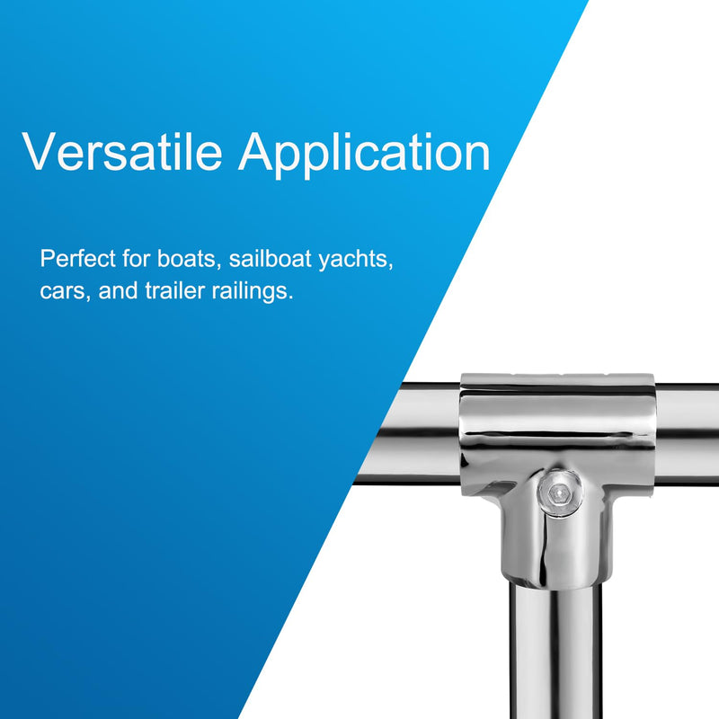 Marine Boat Hand Rail Detachable Tee for 7/8 inch (22 mm) or 1 inch (25.4 mm) Tubing, Heavy Duty 90 Degree 316 Stainless Steel Hinged Handrail Tee Fitting(2-Pack)