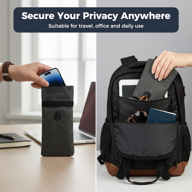 2 Pcs Faraday Bag for Phones, GPS & Signal Blocking Pouch Black | RFID Privacy Protection Case with Card Sleeve - Black Signal Blocking Bag for Personal Security