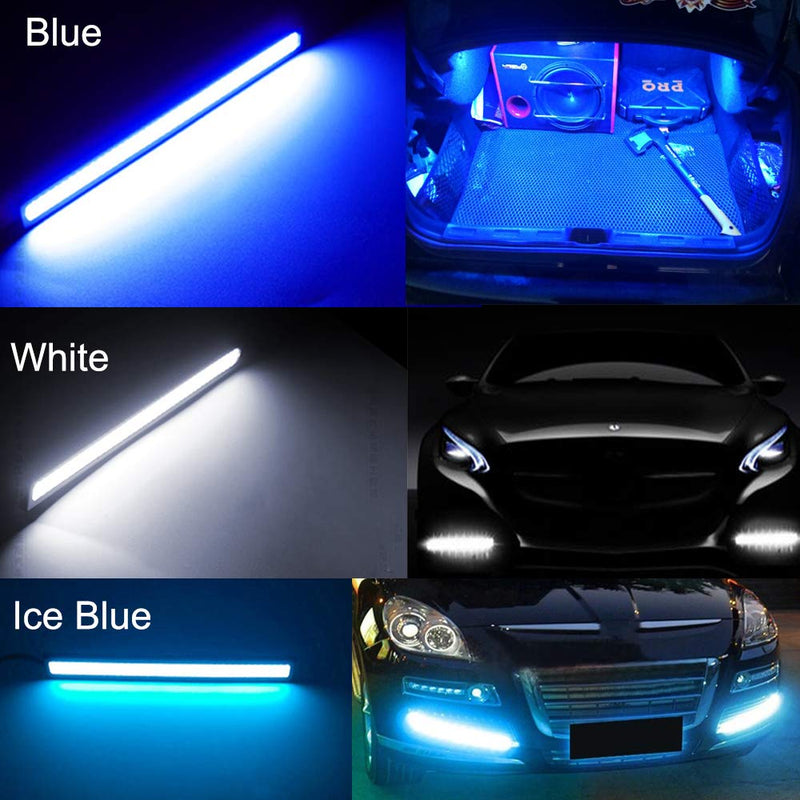 YSY 17cm Universal Car Trucks Daytime Running Light Lamp Super Bright 12V Waterproof LED Strips COB DRL Car Led Fog Light (Ice Blue) Ice Blue