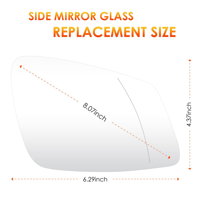 Right Passenger Side Mirror Glass Replacement for 2009-2019 BMW M2-M7 Series, F20 F22 F30 F32 F34 F36 F80 228i 320i 328i 330i 335i 428i 430i 435i 535i 550i 640i Rearview Heated Mirror Glass