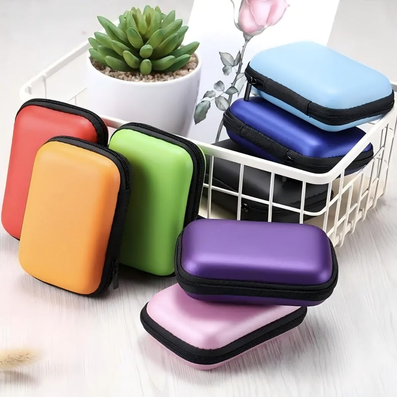 2pcs Zippered Pouches with Organizer Trays-Lightweight,Portable Case for Earphones,Chargers,Data Cables,Keys,Coins &Jewelry -Durable EVA,Accessory Storage| Zippered Pouches Cable Organizer Blue 1 Small+1 big
