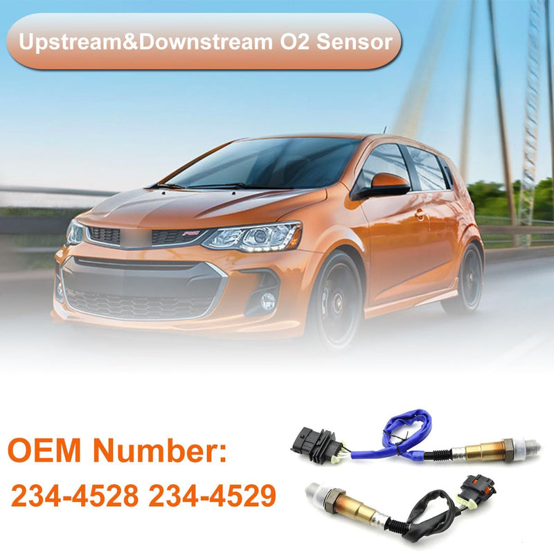 Oxygen Sensor Upstream&Downstream O2 Sensor 234-4528 234-4529 Fit for Chevy Cruze 2011-2015 1.4L L4, Sonic 2012-2020 1.4L L4, Trax 2012-2020 1.4L L4