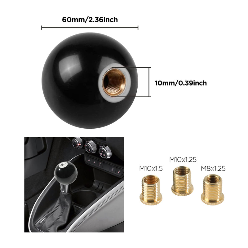 Shift Knob Manual Gear,Round Shift Knob Acrylic Gear,4 5 6 Speed Universal Shifter Knobs with 3 Adapters,Fit for Manual Car M 8 * 1.25, M 10 * 1.25, M 10 * 1.5, M 12 * 1.25 (Black8) Black8