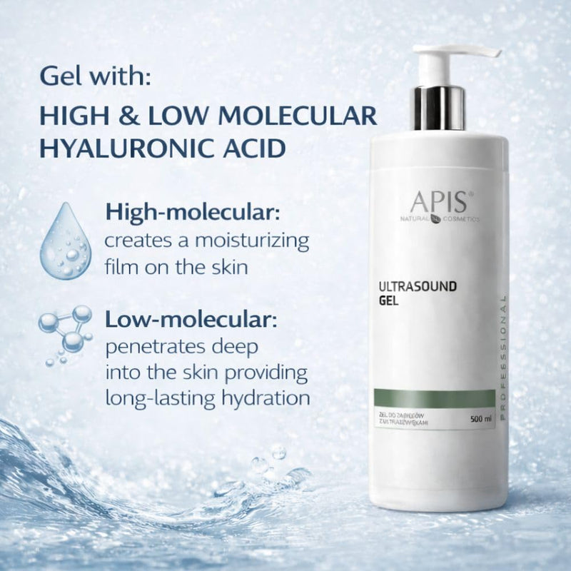 APIS Ultrasound Gel with Hyaluronic Acid, 16.9 fl oz – Hydro-dermabrasion Professional Conductive Gel for Cavitation, Microcurrent, Sonophoresis & Radiofrequency Use – Alcohol & Paraben Free