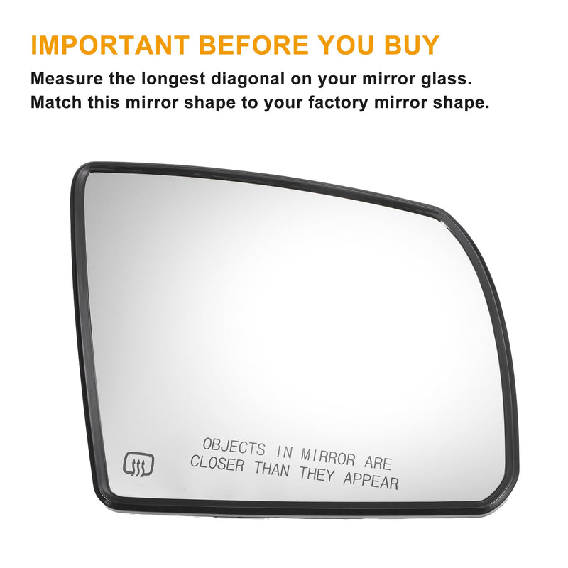  [AUSTRALIA] - X AUTOHAUX Car Rearview Right Passenger Side Mirror Glass Replacement W/Backing Plate Heated White Glass for Toyota Sequoia 2008-2017 for Toyota Tundra 2007-2020 for without Lamp Model