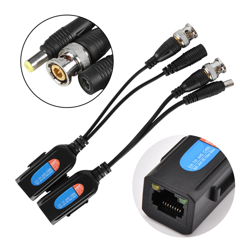 Analog to IP Camera Converter - Video Balun Passive CCTV Power Audio Transceiver With Power Indicator for HDCVI HDTVI AHD Analog