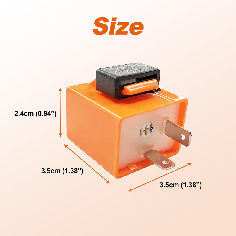 2Pcs 2-Pin 12V Speed Adjustable LED Electronic Flasher Relay Fix Motorcycle Turn Signal Hyper Flash Adjustable Motorcycle LED Turn Signal Hyper Indicator Flasher Relay Replacement
