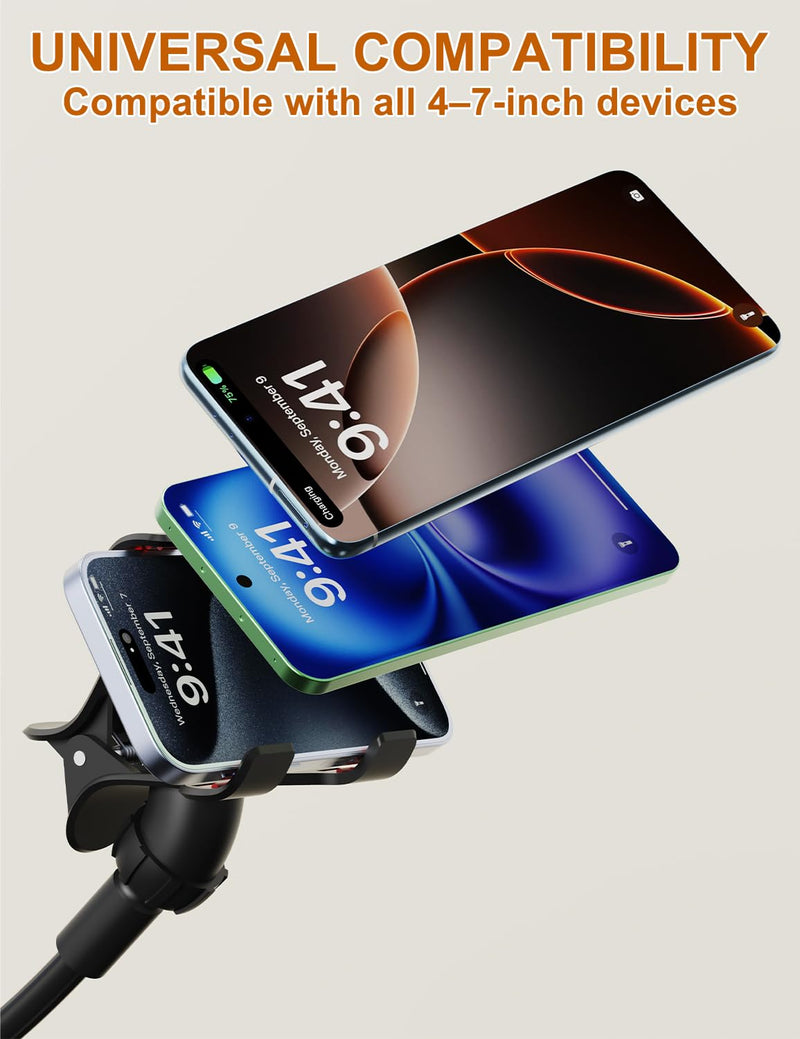 Phone Holder for Bed, Gooseneck Phone Holder for Desk Bedside Table, Flexible Gooseneck Long Arm Stand with Adjustable 360°Cell Phone Mount Clamp Clip for iPhone and All 4-7" Phone