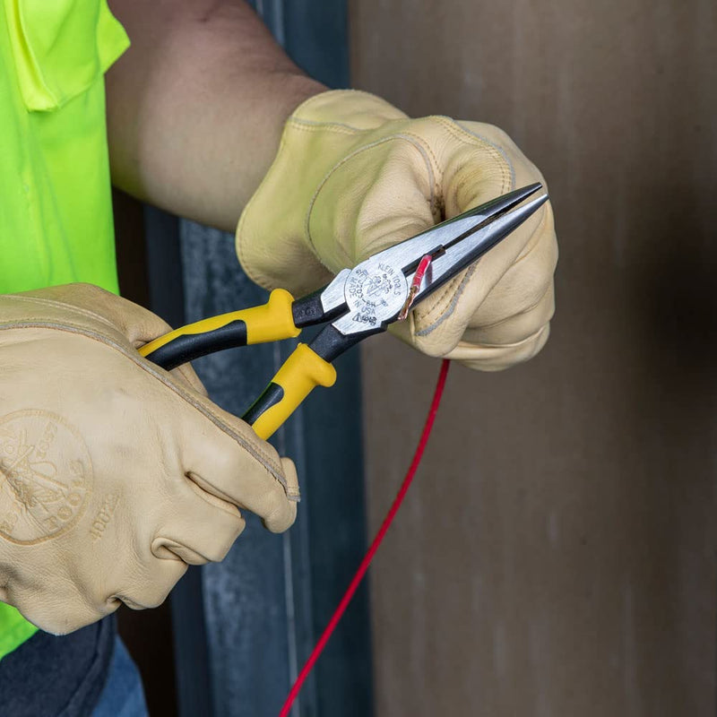  [AUSTRALIA] - Klein Tools J203-8N Long Nose Side-Cutter Stripping Pliers, Induction Hardened and Heavier For Increased Cutting Power, 8-Inch Side Cutters w/Stripping
