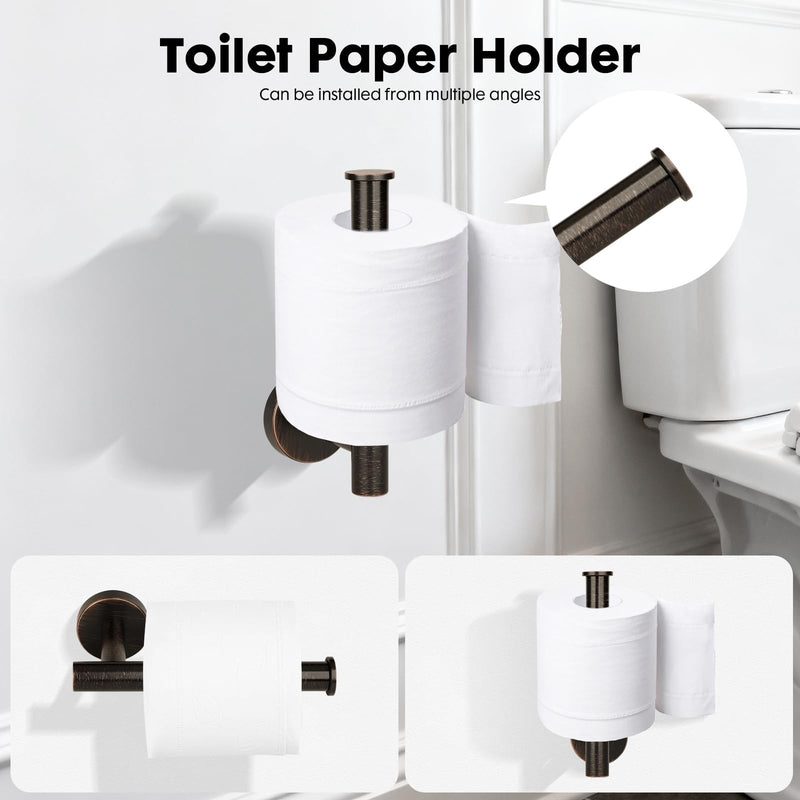 Oil Rubbed Bronze Bathroom Hardware Accessories Set 5 Piece, Stainless Steel Towel Bar Set 24 Inch,Toilet Paper Holder,Towel Ring Holder,Towel Rack Set,Brushed Bronze Bathroom Accessories Kit Oil Rubbed Bronze