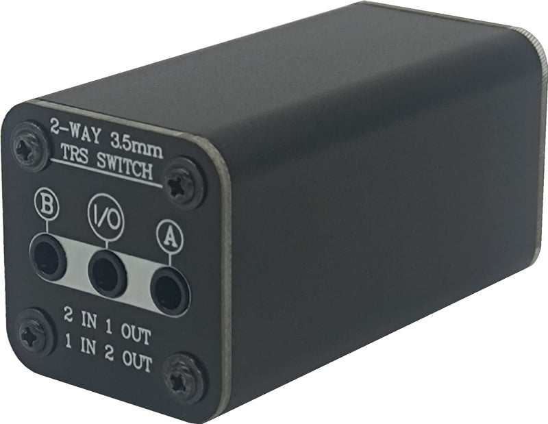SPRODIO 2 Port Stereo 3.5mm Audio switcher selector Box Passive 1/8 TRS A/B Switch with Ground Switching MD21