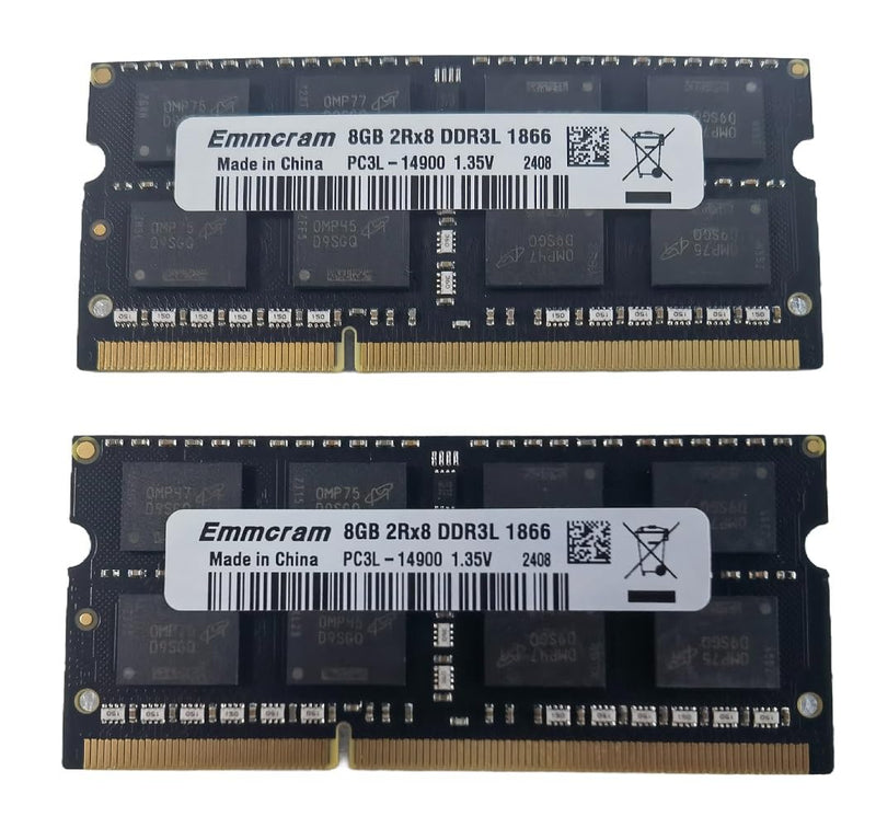 16GB(8GBx2) PC3L-14900S DDR3L Laptop RAM DDR3 1866MHz 1867mhz SODIMM 1.35V Non-ECC Unbuffered 204Pin Notebook Memory