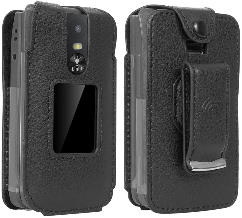 Nakedcellphone Fitted Series for Lively Jitterbug Flip 3 Phone Case - Black | Vegan Leather, Form-Fit Cover, with Screen Protection, Keypad Guard, Rotating Metal Belt Clip, For Jitterbug Flip3 (2026)