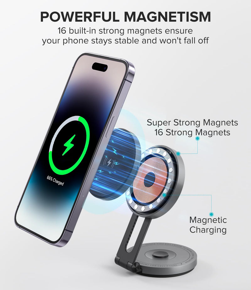 ZIKE MagSafe Car Mount Charger, Qi2 Certified 15W Magnetic Charger | Tesla Model 3/Y, 360° adjustable Car Phone Holder, Wireless Charging Station for iPhone 17/16/15/14
