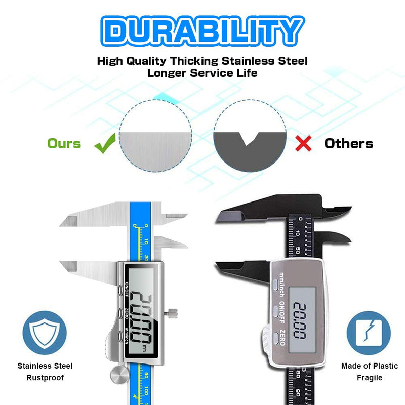 Caliper Measuring Tool Digital Caliper Industrial Quality Precision Electronic Vernier Caliper Inch/Millimeter Measurement Micrometer for Jewelry - Accuracy Ip54 Waterproof Caliper Measure Tool A-Industrial