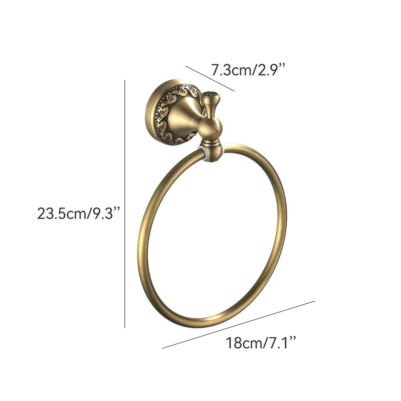 Towel Ring Antique Brass Hanger Hand Towel Holder for Bathroom Kitchen Accessories Wall Mounted,Pattern Carving Design