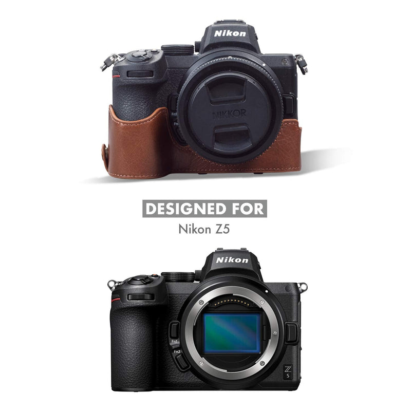 MegaGear MG1943 Ever Ready Genuine Leather Camera Case Compatible with Nikon Z5 - Brown