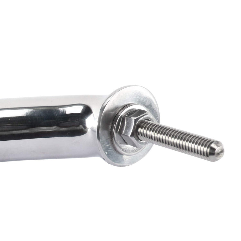 Amarine Made 2-Pack 12", 16", 18" Polished Stainless Heavy Duty Oval Boat Marine Grab Handle Hand Rail with Flange & Stud (12 ")