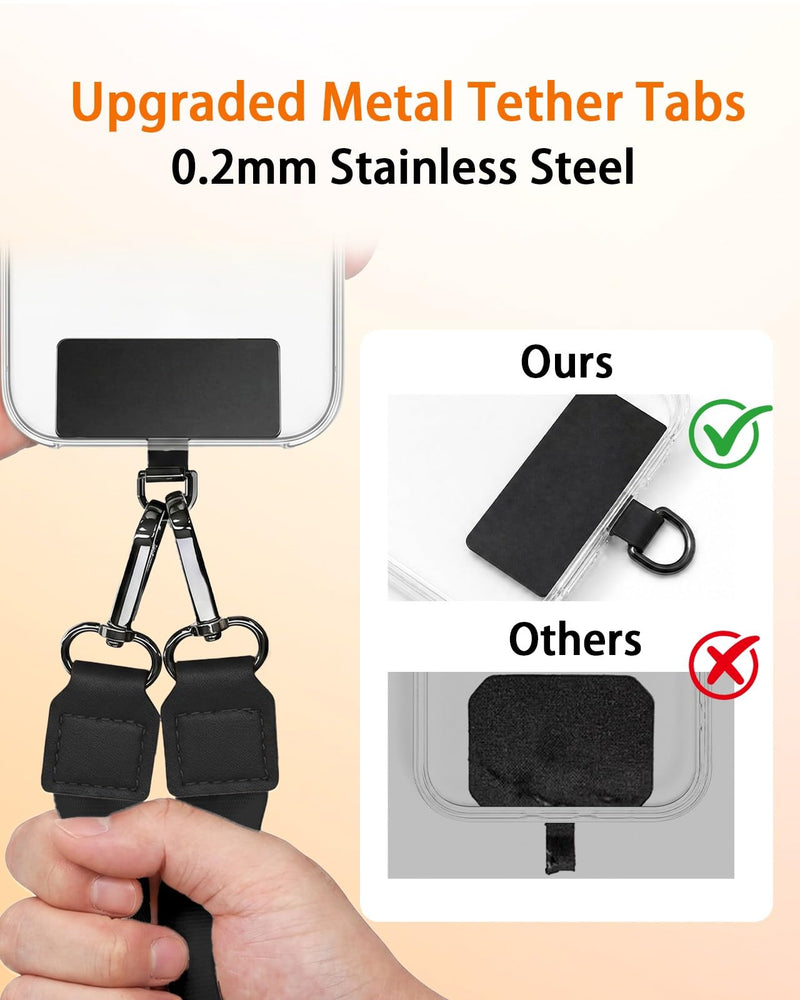 Black Phone Lanyard Crossbody Wrist Neck Strap Adjustable Women | Cell Phone Lanyard for Travel Cruise, Detachable, Hands-free, Cute Wristlet Strap, For Phone Case Keys ID Badge, Accessories Solid Black