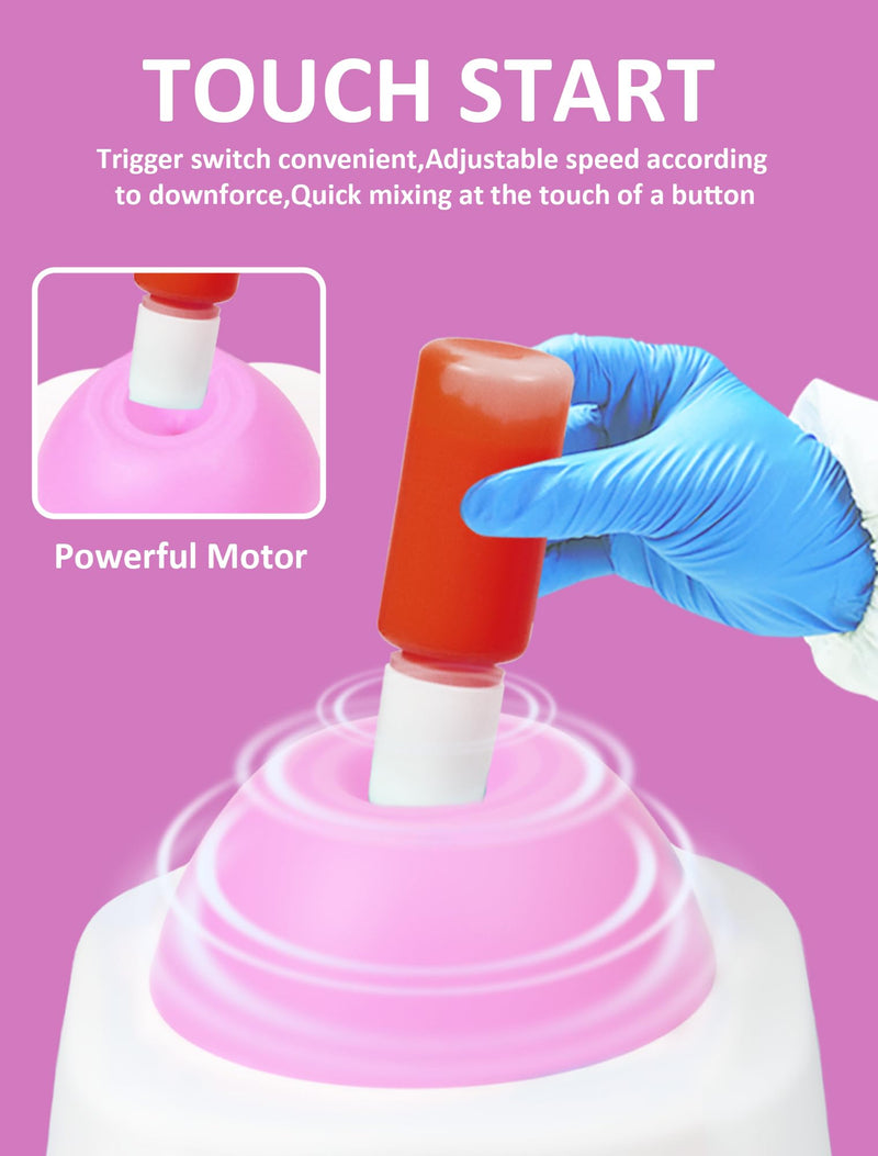 Mini Vortex Mixer, Nail Polish Shaker, Hobby Vortex Paint Mixer, 3500RPM Model Paint Shaker for Gel Polish, Acrylic Paints, Eyelash Adhesives, Tattoo Ink, 120PCS Stainless Steel 304 Mixing Balls(PINK) PINK