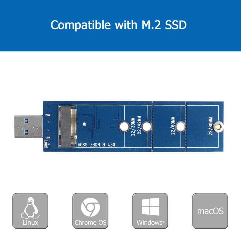 M.2 to USB Adapter, B Key M.2 SSD Adapter USB 3.0 (No Cable Needed), USB to 2280 M2 SSD Drive Adapter, NGFF Converter SSD Reader Card