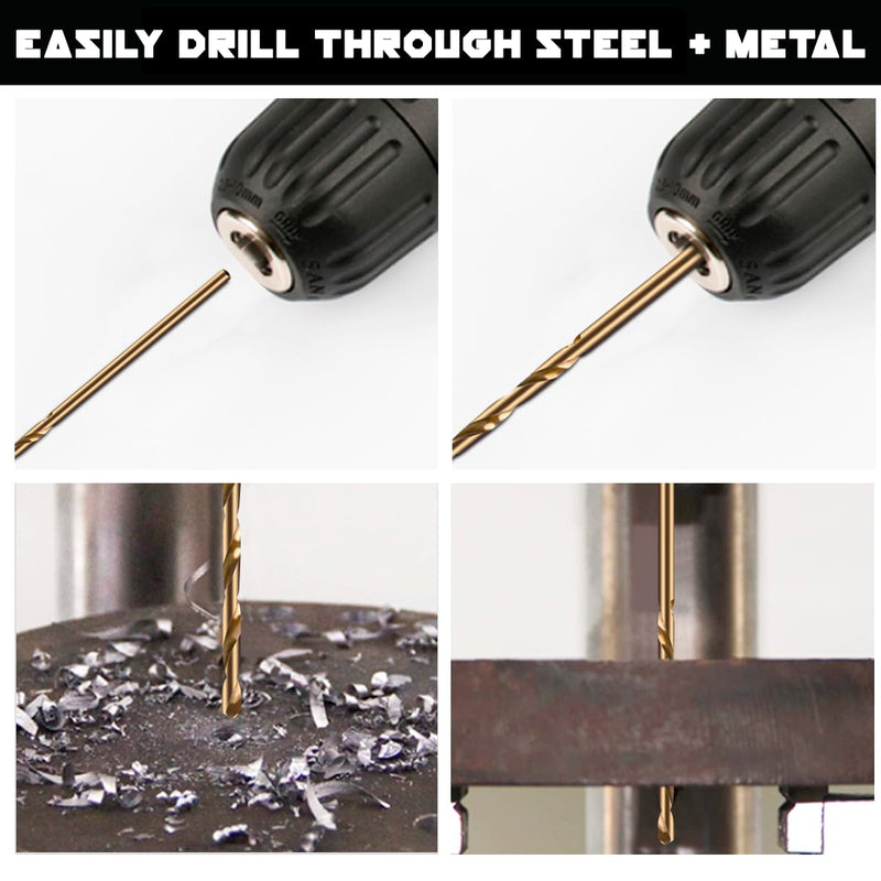 Narwhal 3/4 in Cobalt Drill Bits - 3 Pack - M35 Cobalt, 135 Split Point - Ideal for Metal, Stainless Steel, Cast Iron & More