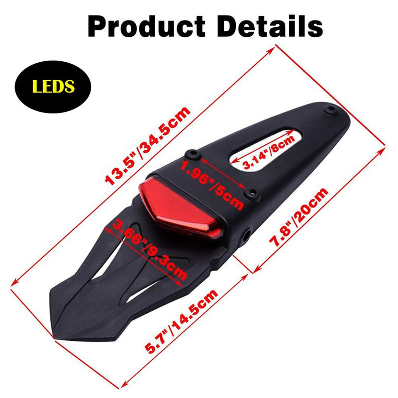 Rich Choices Rear Fender Mount Red LED Tail Light Brake Lamp Turn Signals License Plate Light for Custom Off-Road Motorcycle Dirt Bike (Red#1) Red#1