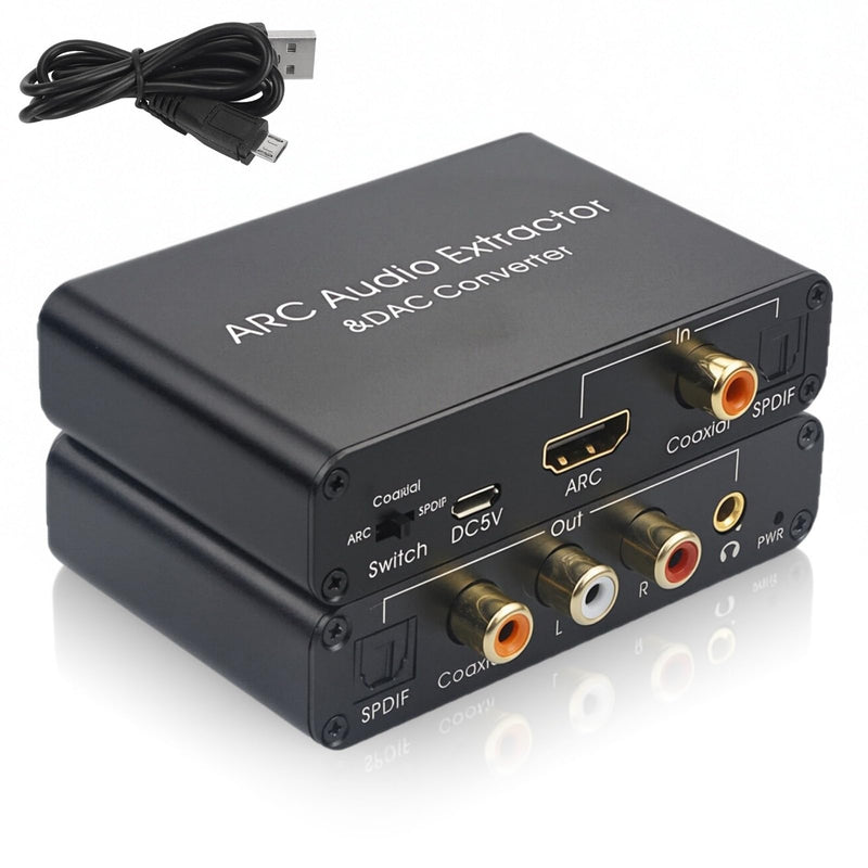 ARC Audio Extractor & DAC Converter, HD Output ARC Sound Extractor 192KHz Optical SPDIF 3.5mm Headphone Port Digital Analog Sound Converter for Home Cinema TV