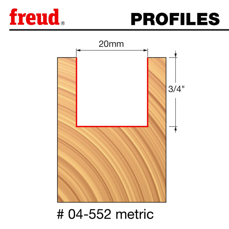 Freud Double Flute Straight Bit with Tico Hi-Density Carbide for Maximum Performance - 20mm Diameter, 1/4" Shank Dia., 3/4" Height, 2" Length - 04-552