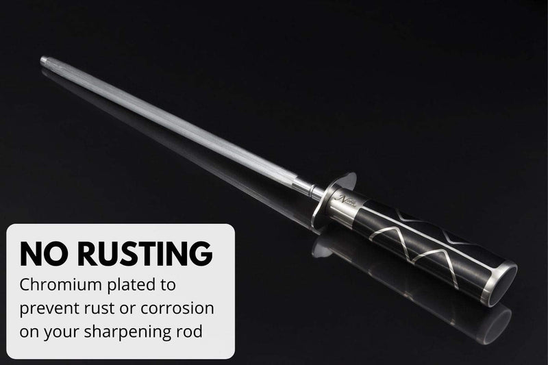 Professional Honing Steel 10”, Magnetized for Safety, No Rust, No Cheap Plastic! Noble’s Knife Sharpener Has an Oval Handle for a Firm Grip and is Built For Daily Use, Perfect for Chefs! Luxury 10"