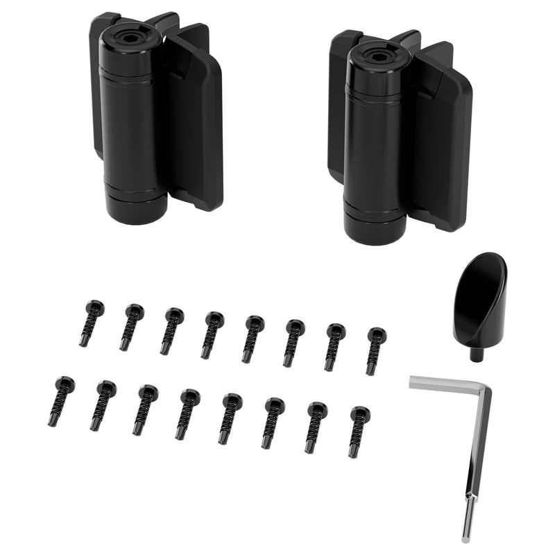 Black Self Closing Gate Hinges Self-Aligning Heavy Duty Spring Hinges ，Adjustable Tension ， Pool Safety Hinge，Square Post, Aluminum Gates ，Swing Close (1, Black) 1