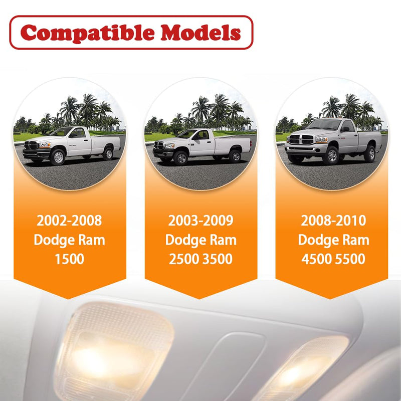 Overhead Console for Dodge Ram 1500 2500 3500 (2002-2010), Dome Light for Dodge Ram 1DK78BD1AA 1DK78TL2AA, Comes with LED Lights, Beige LED light