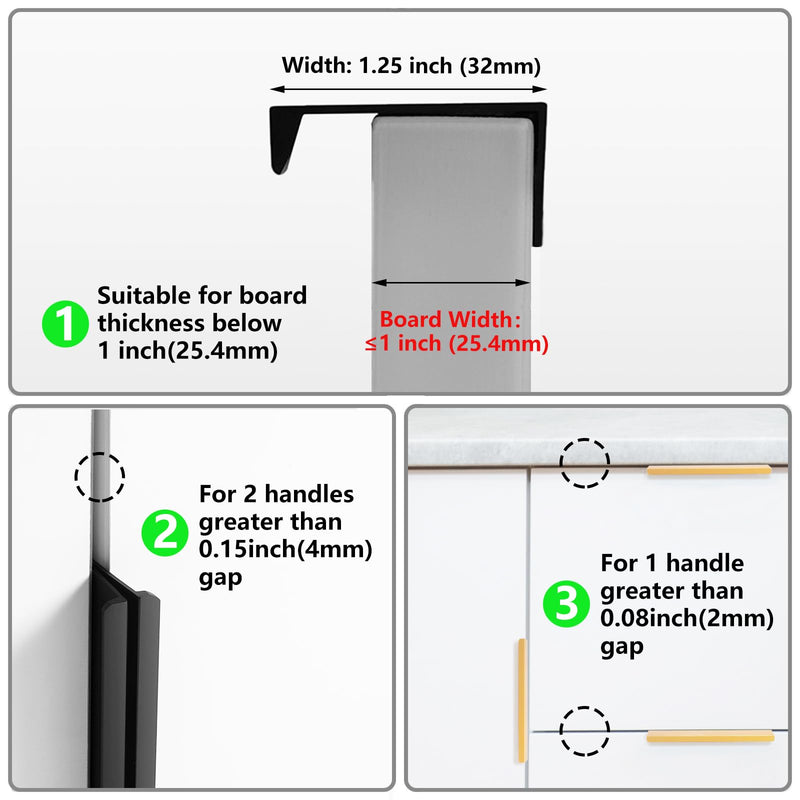 30 Pack Modern Kitchen Cabinet Handles, Black Finger Pulls for Cabinets 5.9inch/150mm Length, Matte Black Edge Cabinet Pulls, Drawer Tabs Pull Hardware Concealed Tab Handle Black-30Pack 5.9in(150mm) Overall Length