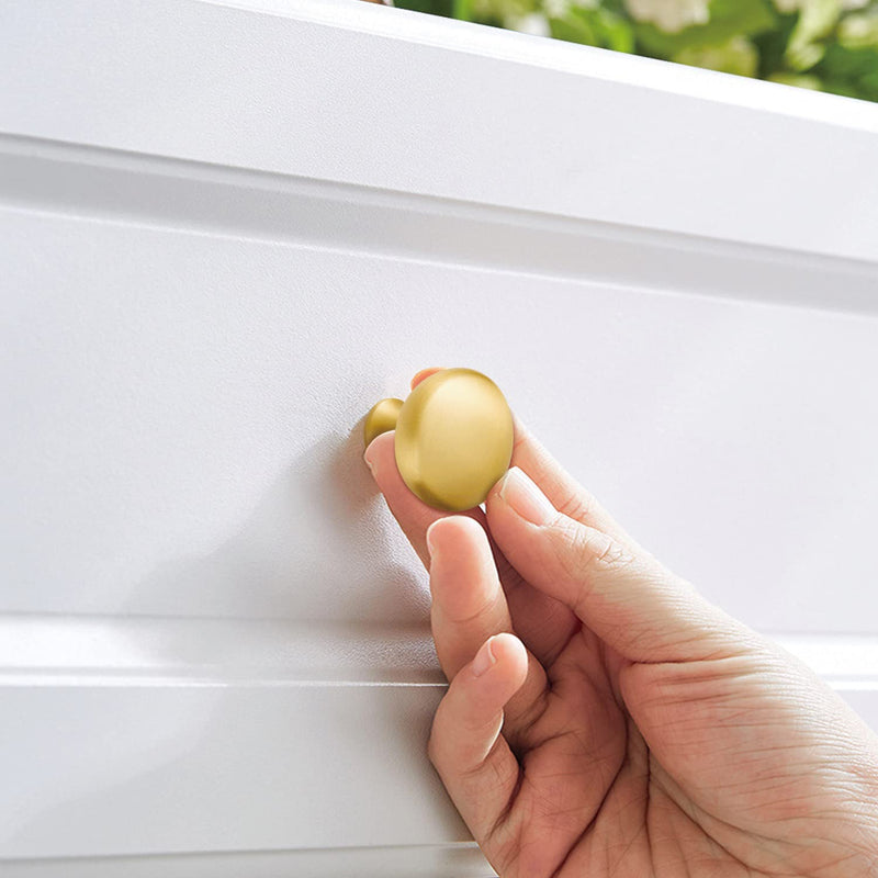 SALISENG Brushed Gold Kitchen Cabinet Knobs -5 Pack Solid Brass Handle for Dresser Drawer,1-1/4 Inch Diameter, Modern Round Cupboard Closet Vanity Pulls - Furniture Hardware for Bathroom Bedroom 1-1/4 Inch Diameter