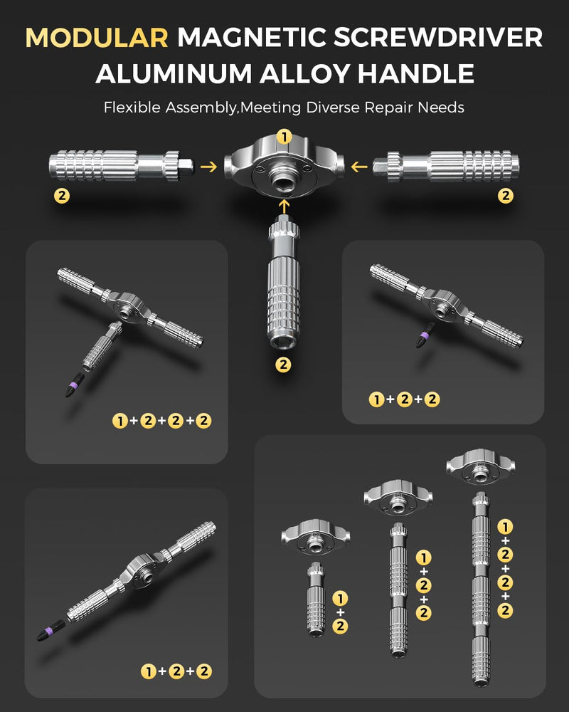 LIFEGOO Ratchet Screwdriver Set: 40 in 1 Magnetic Screwdriver Sets, DIY Combination Flexible Shaft Precision Screwdriver Kit with S2 Steel Bits for Electronics & Furniture Assembly, Bicycle Tools