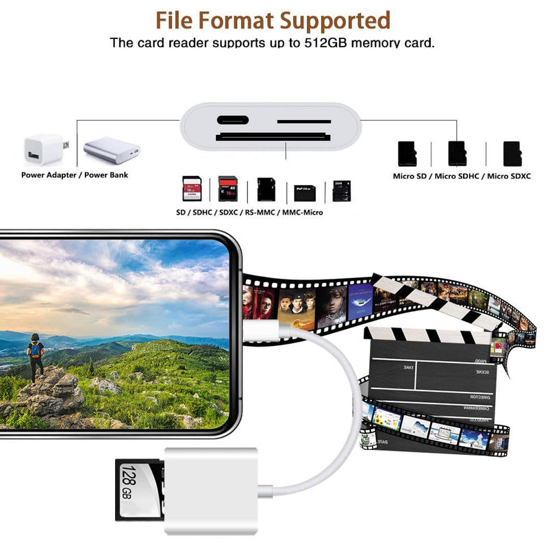 SD Card Reader USB-C, Support SD/TF Card Reader for Android Phone | Plug and Play, Supports up to 512GB Memory Card