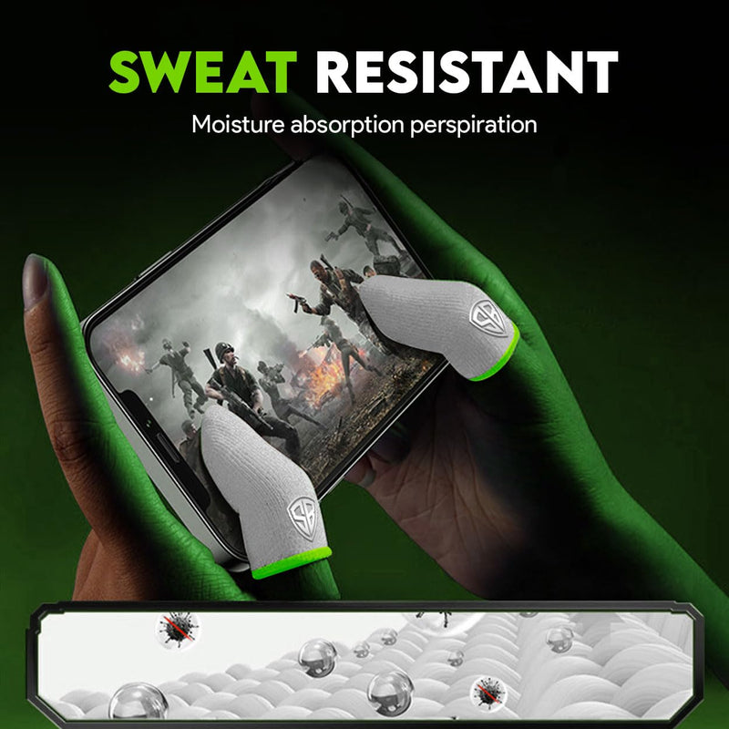 Silver Fiber Thumb & Finger Sleeve for Mobile Game (4 Pieces), Pubg,Cod,Freefire -with Metal Carry Box-Pack of 2 Pair