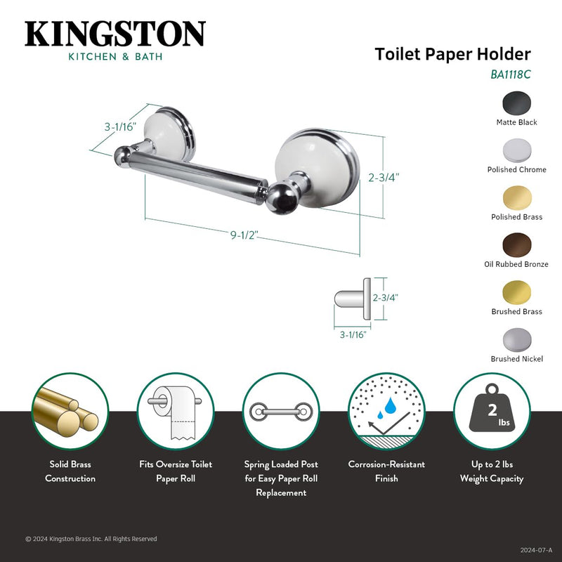 Kingston Brass Elements of Design EBA1118C Hot Springs Toilet Paper Holder, 9-1/4' Length, Polished Chrome