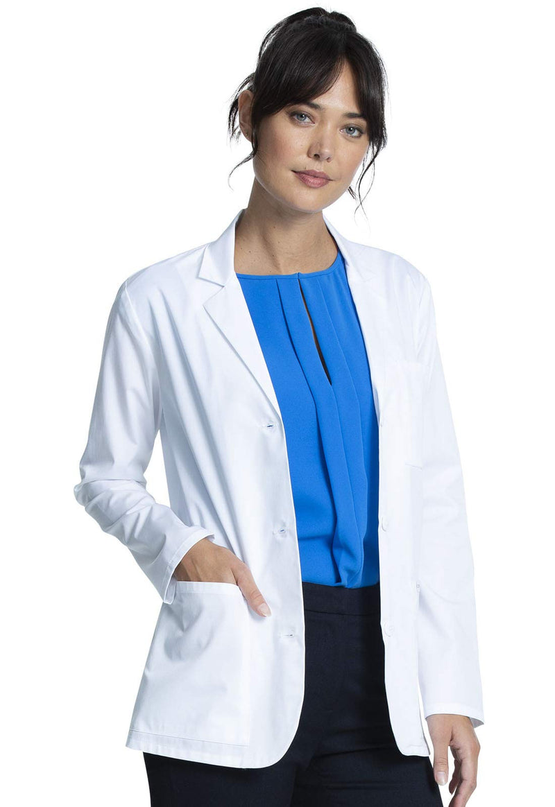 Cherokee Lab Coat Women 28" & 30" Medical Scrub Consultation Lab Coat Long Sleeve with 3 Pockets Easy Care - CK451 Standard Size 28" Medium White