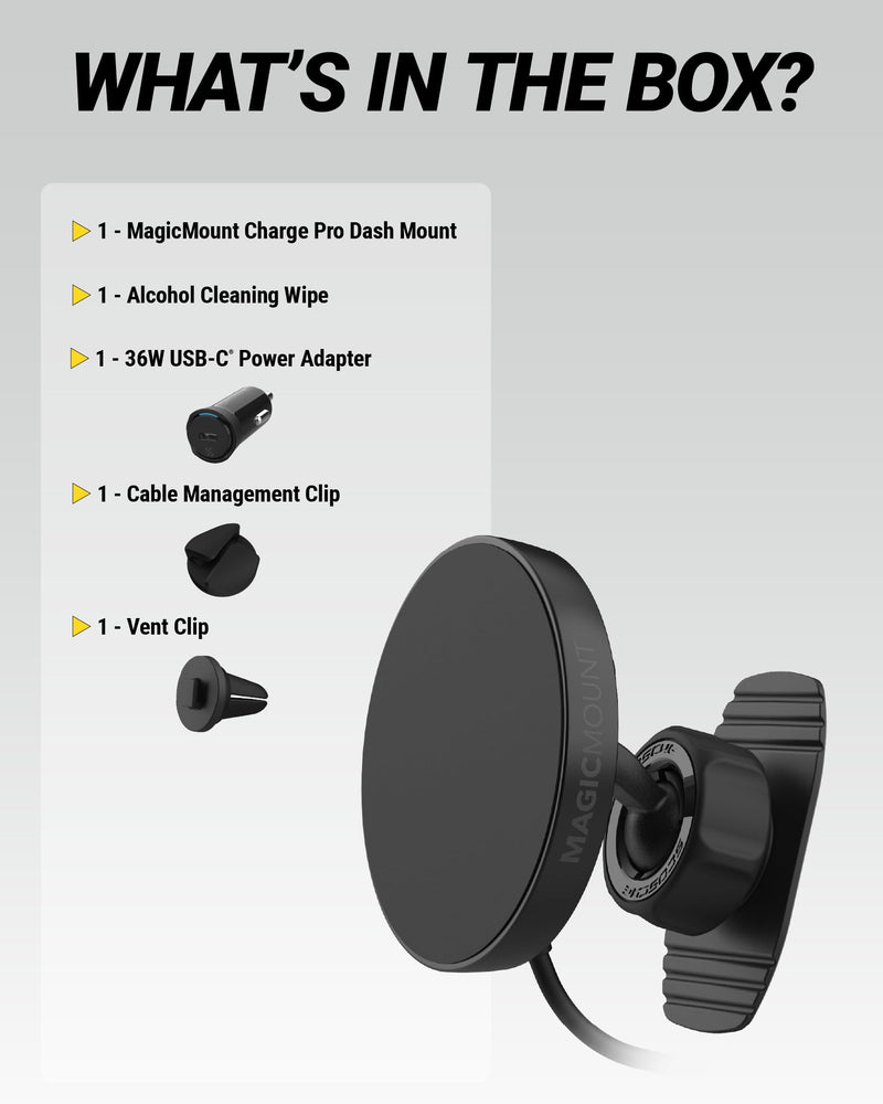 Scosche MPQTRDV Qi2 MagSafe Car Mount Charger 25W Fast Wireless Charging Phone Holder for Vent or Dashboard, Magnetic Cell Phone Mount Compatible with iPhone 17/16/15/14/13 Series & Samsung Galaxy S25
