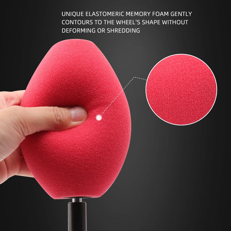 SPTA Wheel Rims Polisher, Polishing Ball, Polishing Cone, Metal Wheel Polishing Tool, Ball Buster Wheel and Rim Polisher System Attaches to Standard Household Drill Red Oval Polishing Ball