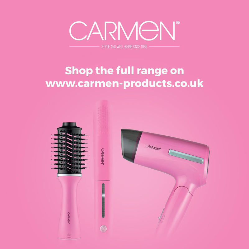 Carmen Hair Dryer with Concentrator Nozzle, Three Heat Settings, 2 Speed Settings, 2200W, Pink, C81247PNK