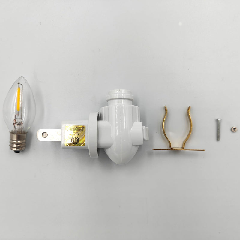 Plug in Night Light Module Rotatable Base Includes 12 LED Bulbs and 12 Brass Clips, Great for Making Your Own Decorative Stained Night Lights, Pack of 12
