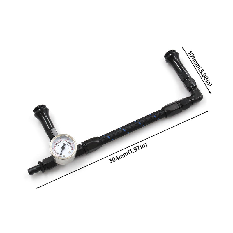 Braided AN6 Dual Feed Carb Fuel Line Double Pump for Holley 4150 Carburetor with vacuum pressure gauge